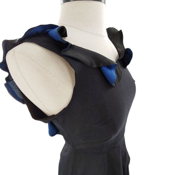 Luca Couture Black Skater Dress with Ruffle - Picture 11 of 13